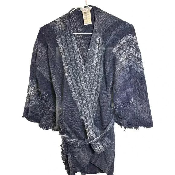 Free People Half Moon Blue Jacquard Kimono Top One Size - Picture 3 of 6